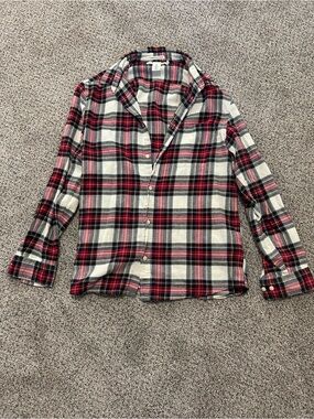 Men's Red Plaid Casual Button-Down Shirt
